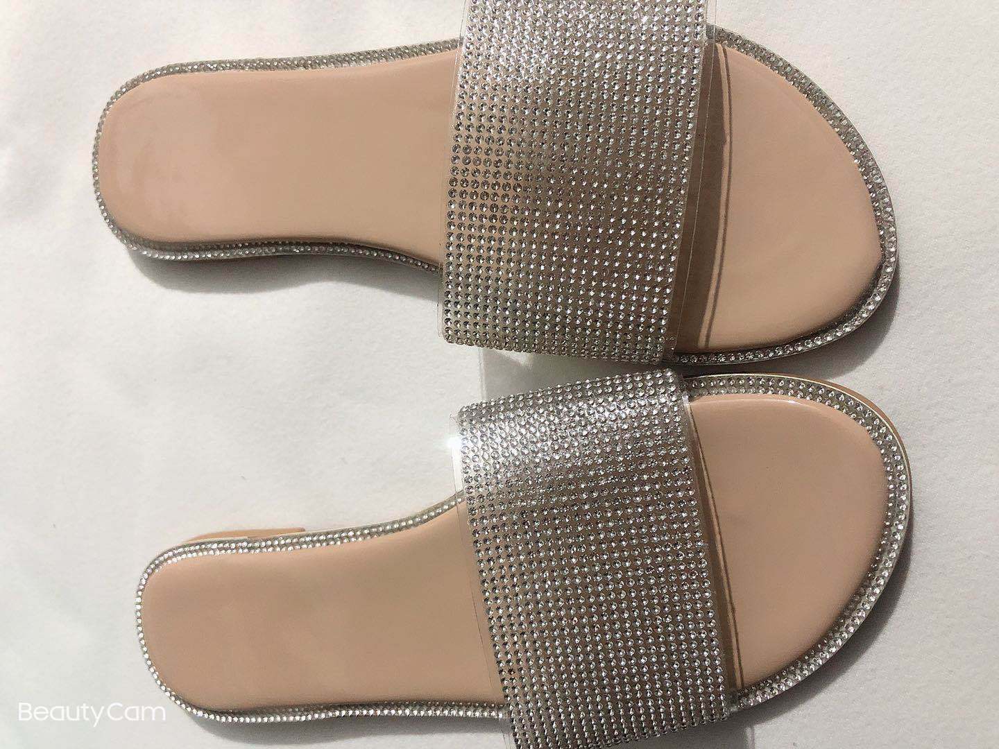 Women Diamond Rhinestone Flat Sandals Shoes 4