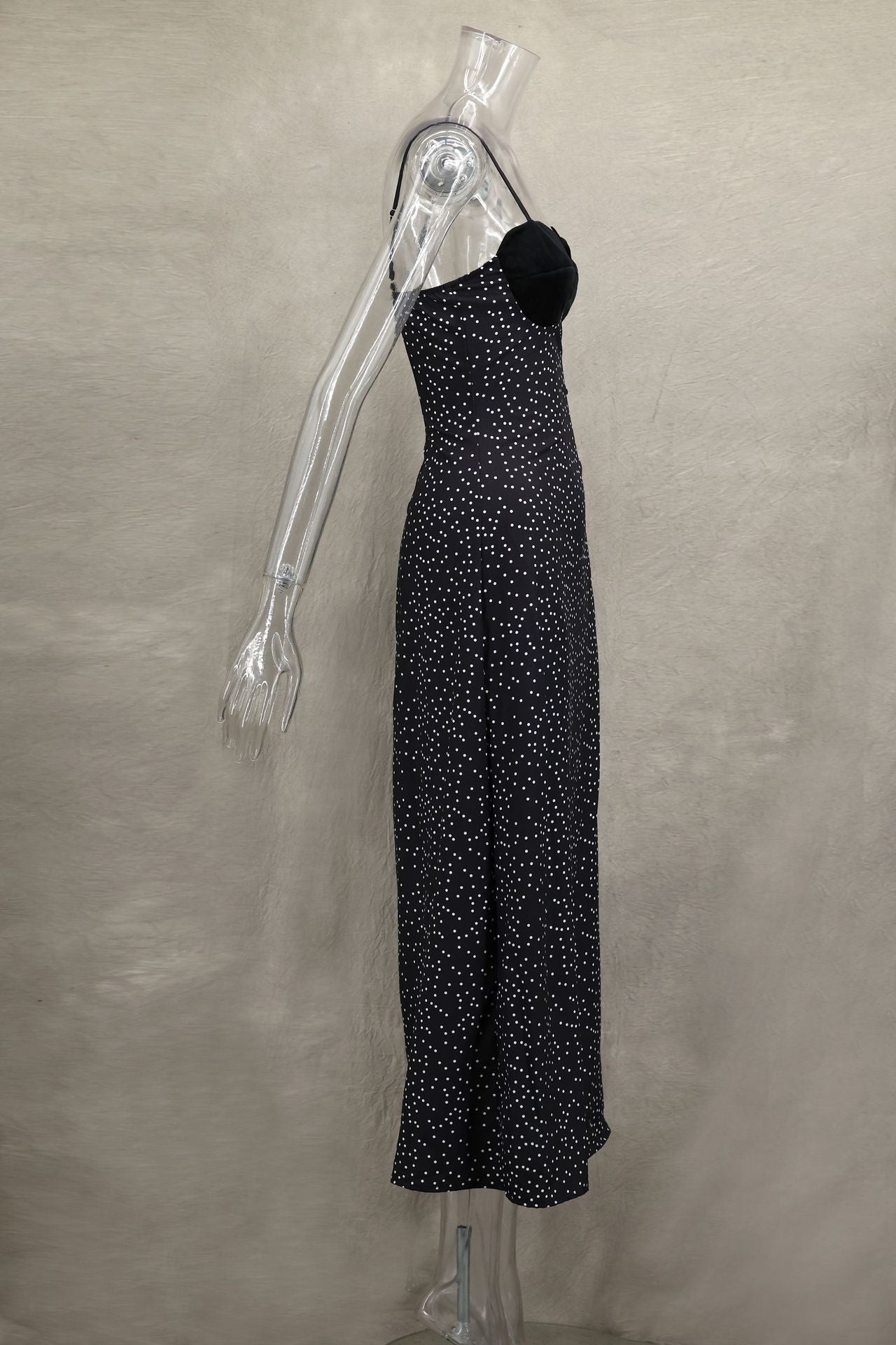 Spring Summer Style Contrast Slim Waist Polka Dot Print Dress 10