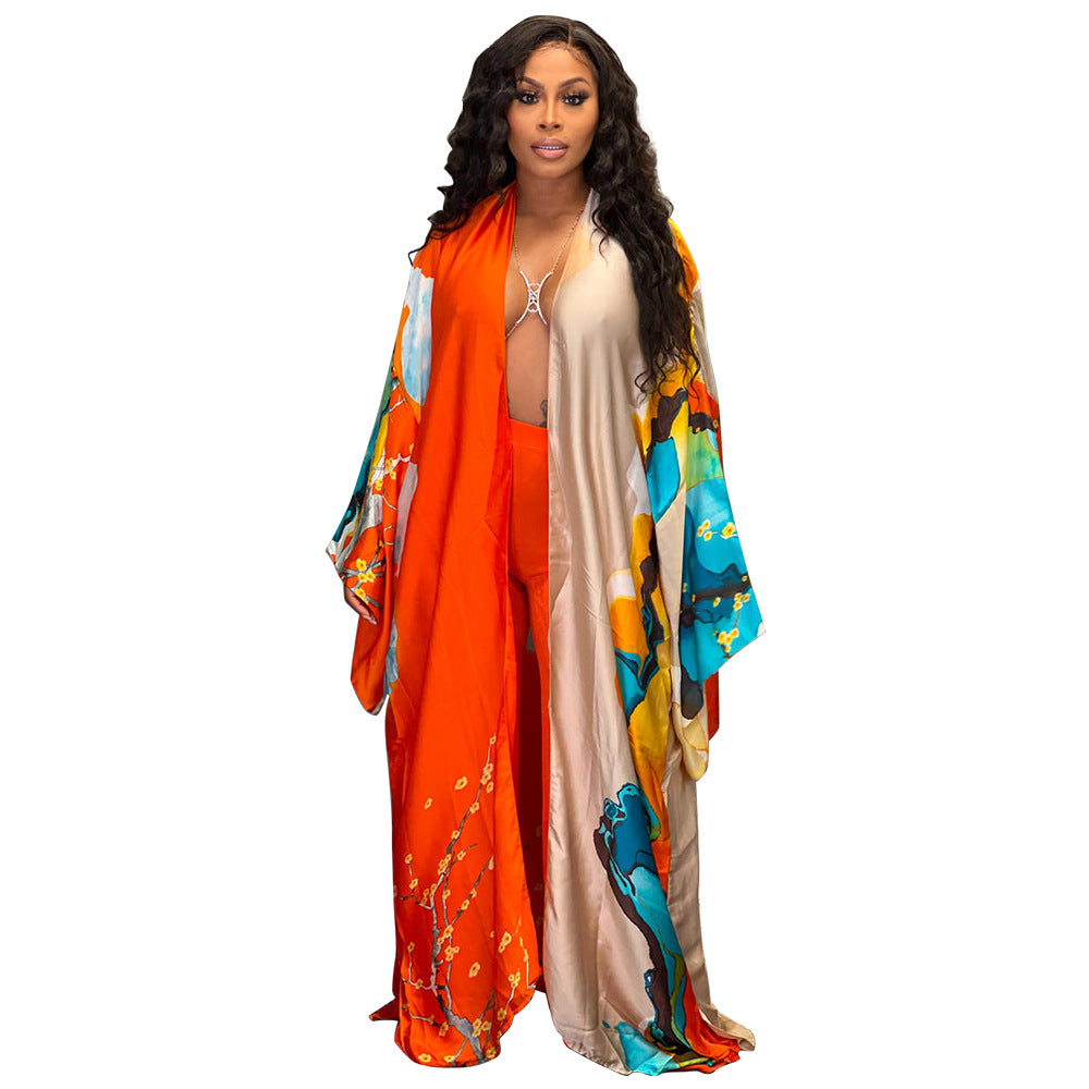 Women Casual Long Sleeve Print Robe 14