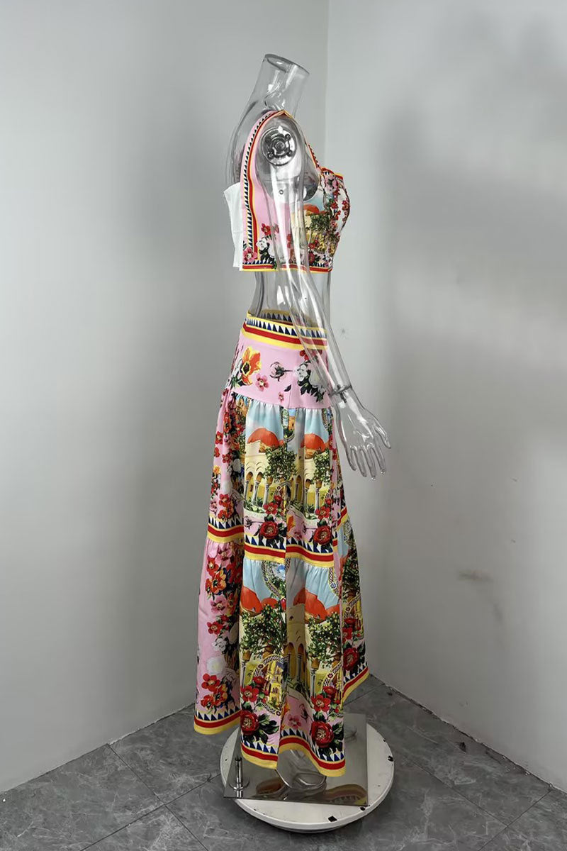 Women spring sexy Patchwork Strapless suspender skirt two-piece set 9