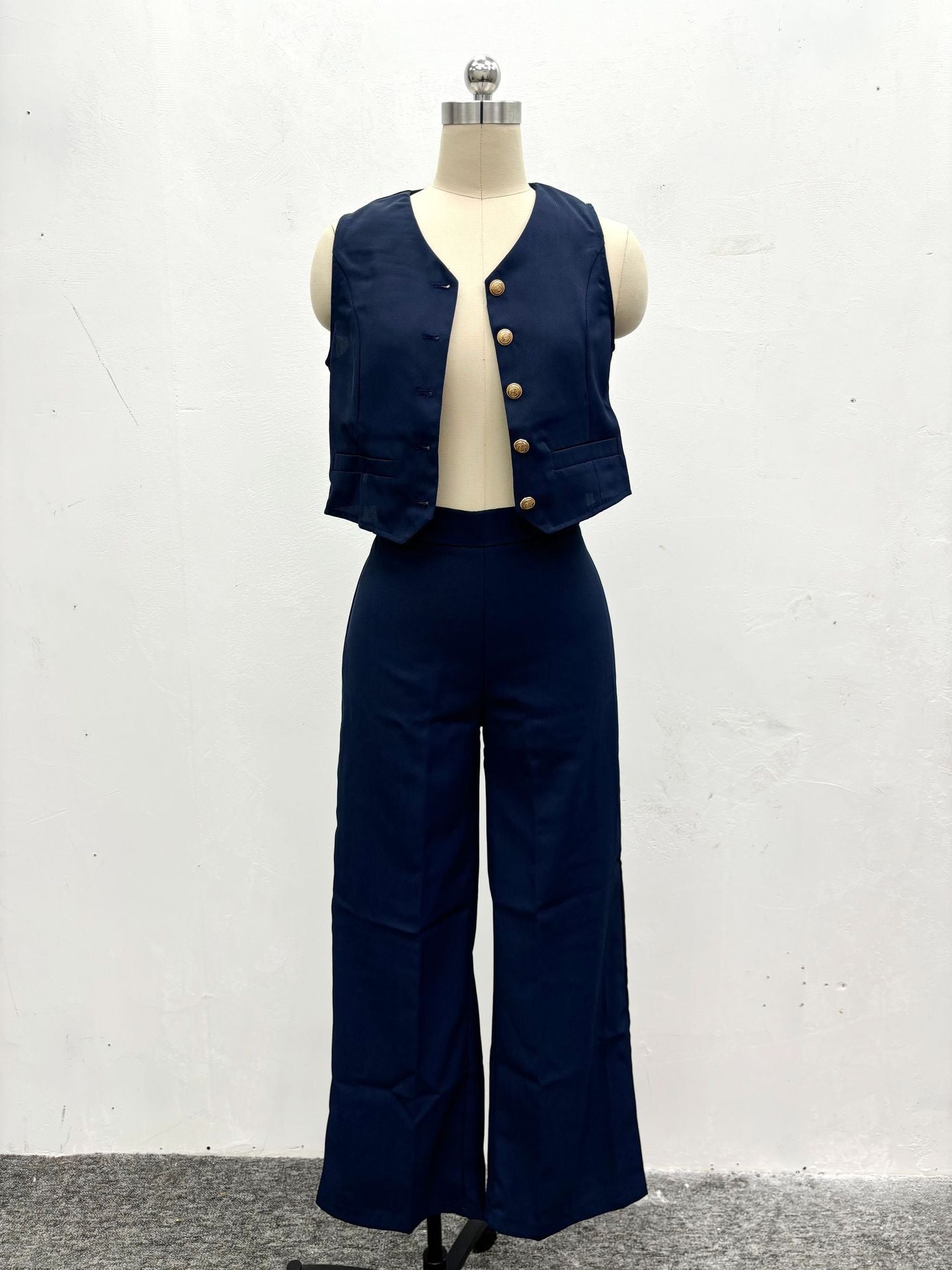 Summer Suit Women's Fashion Casual Solid Color Vest Trousers Two-Piece Set 20