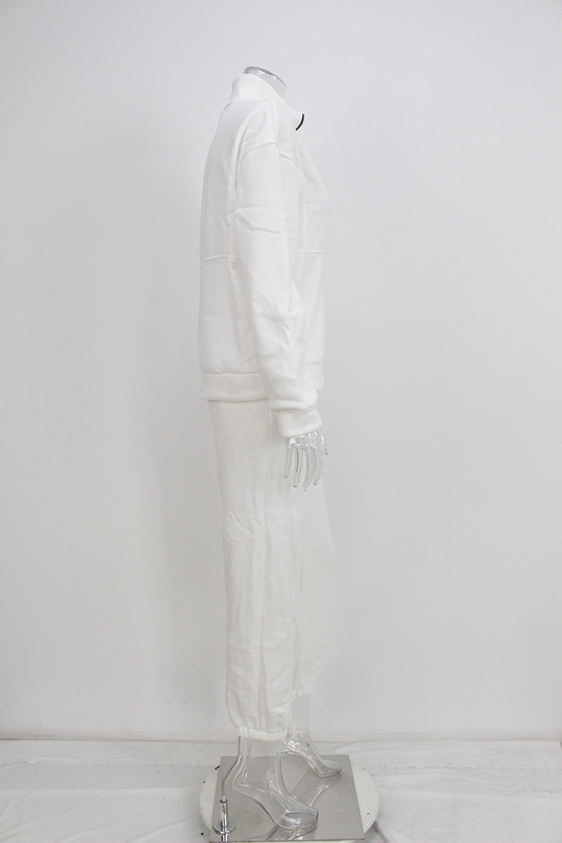 Autumn and winter Women fleece sports Casual zipper Two Piece Set 23