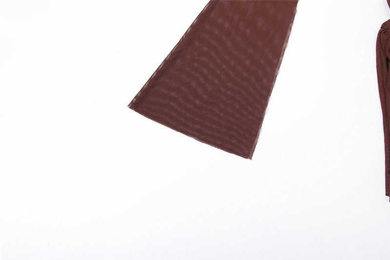 Women autumn sexy mesh patchwork see-through long-sleeved dress 12