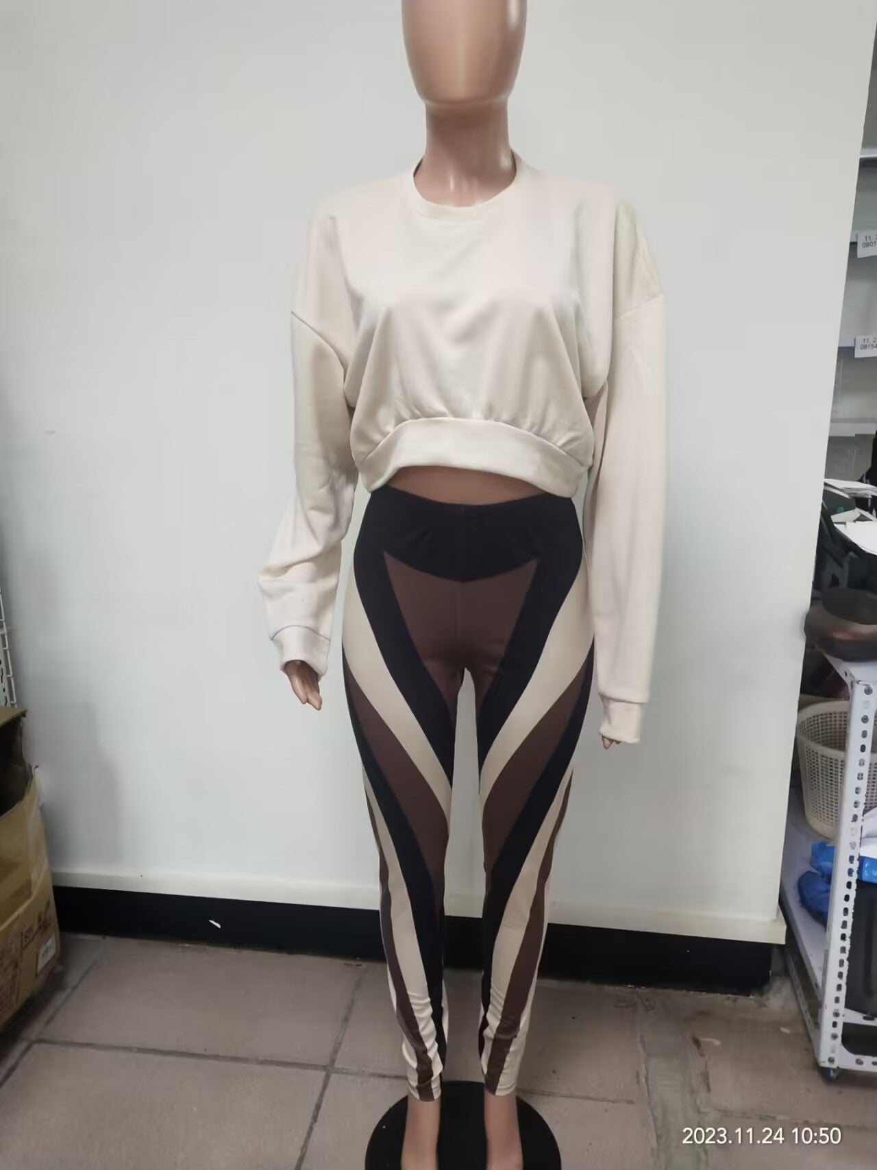 Fashionable And Sexy Long Sleeve T-Shirt Pants Two Piece Set 7
