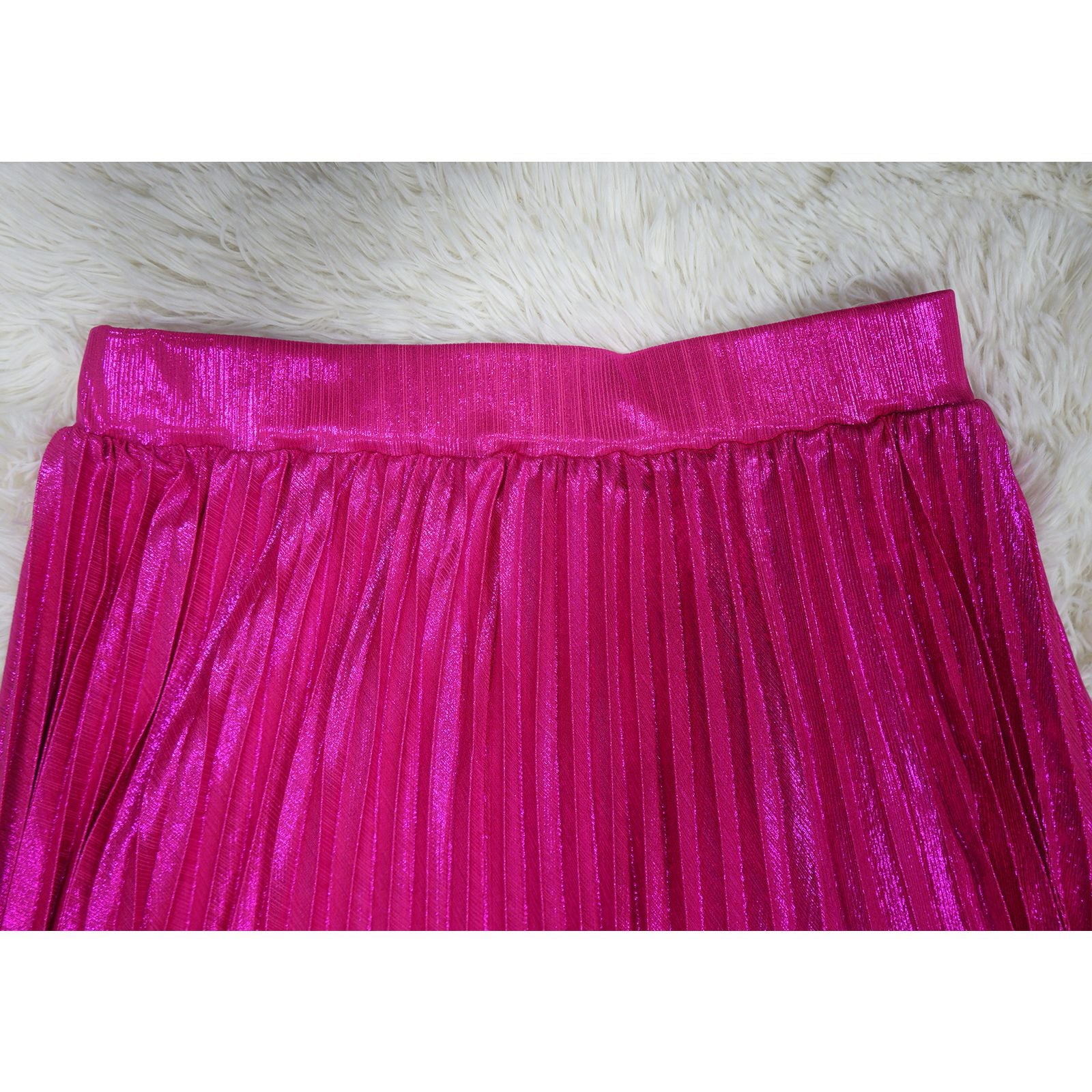 Women Solid High Waist Pleated Slit Skirt 19