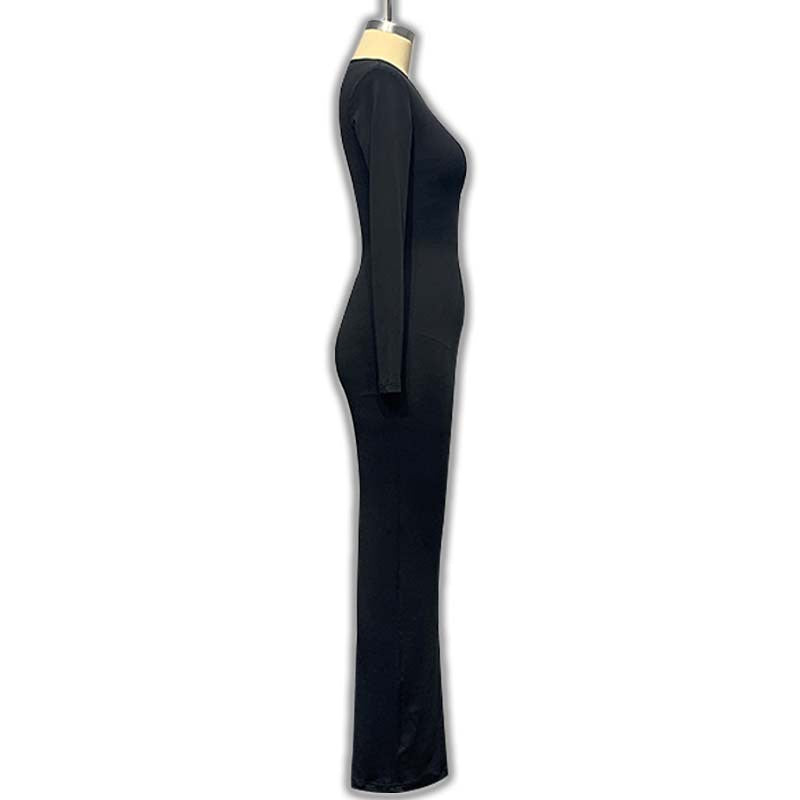 Autumn Women's Long Sleeve Slash Shoulder Sexy Slim Back Slit Fashion Dress 9