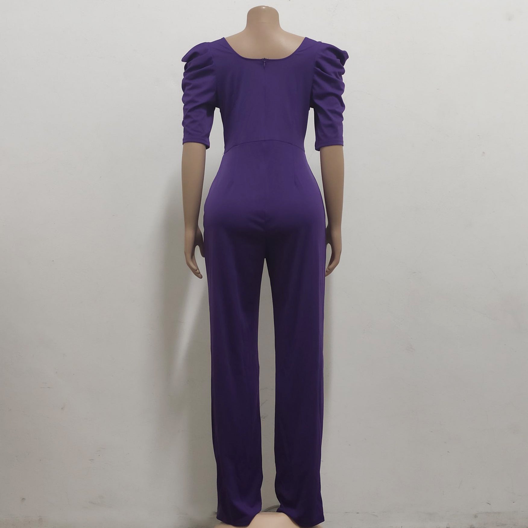 Sexy Fashion Solid Color Three-Quarter Sleeve V-Neck Jumpsuit Women's Clothing 25