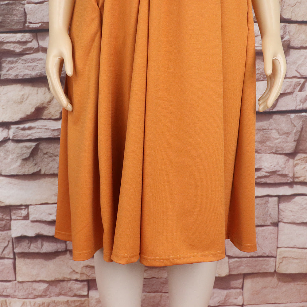 Women African Elegant Stand Collar Beaded Belt Pocket Dress 20