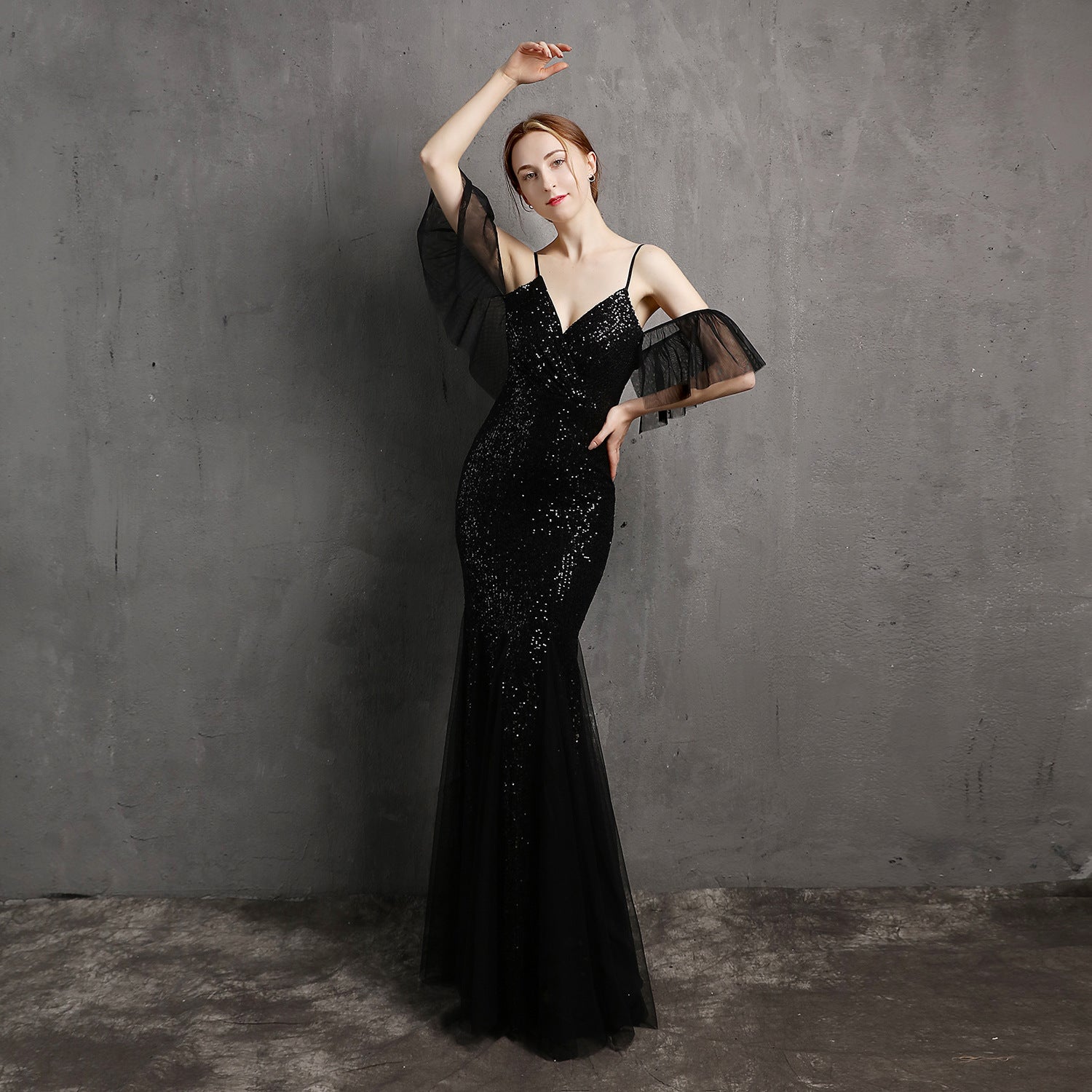 Formal Sequin Strap Mermaid Evening Dress 5