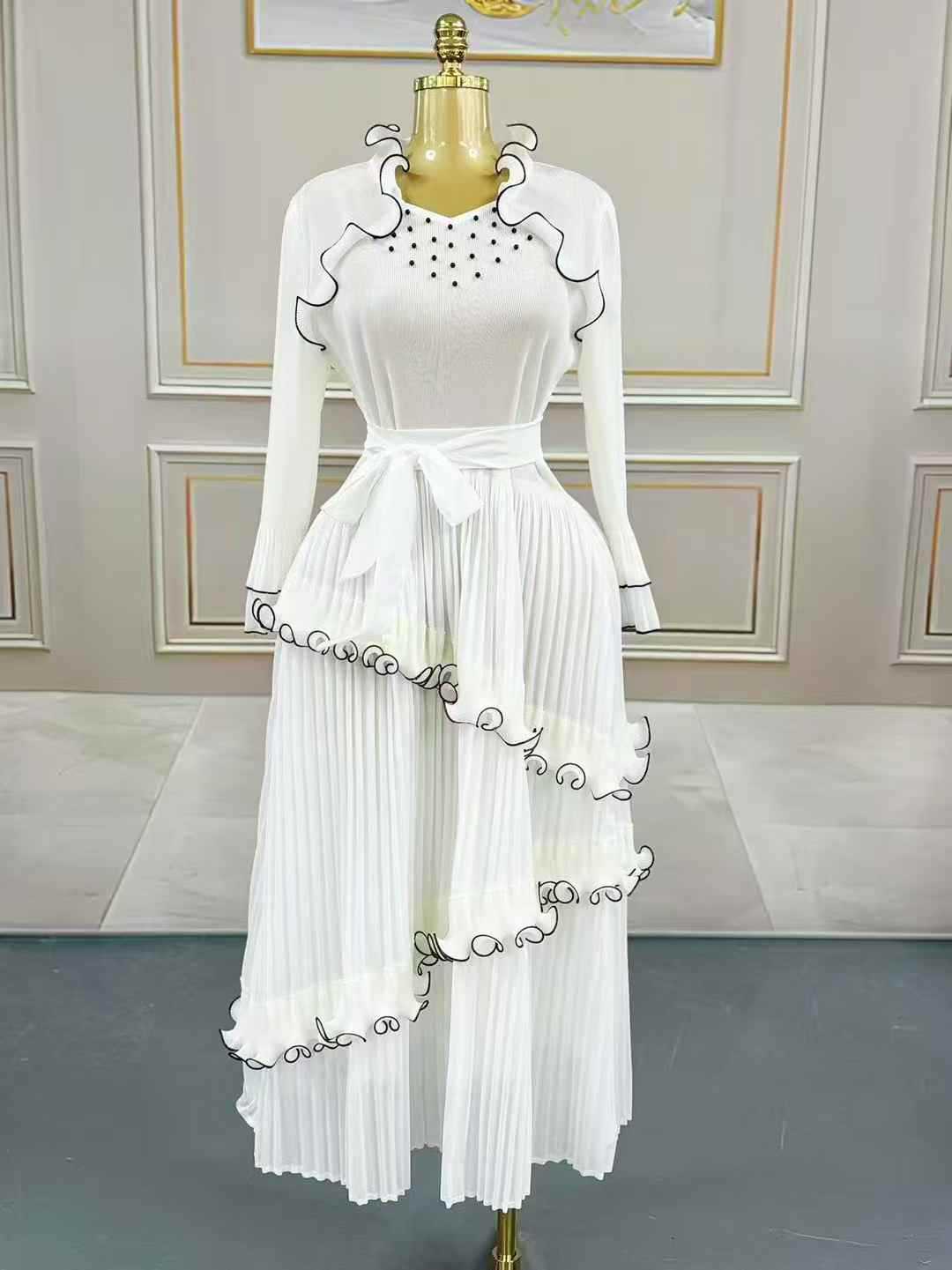 Plus Size Women Ruffle Edge Elegant Cake Maxi Dress