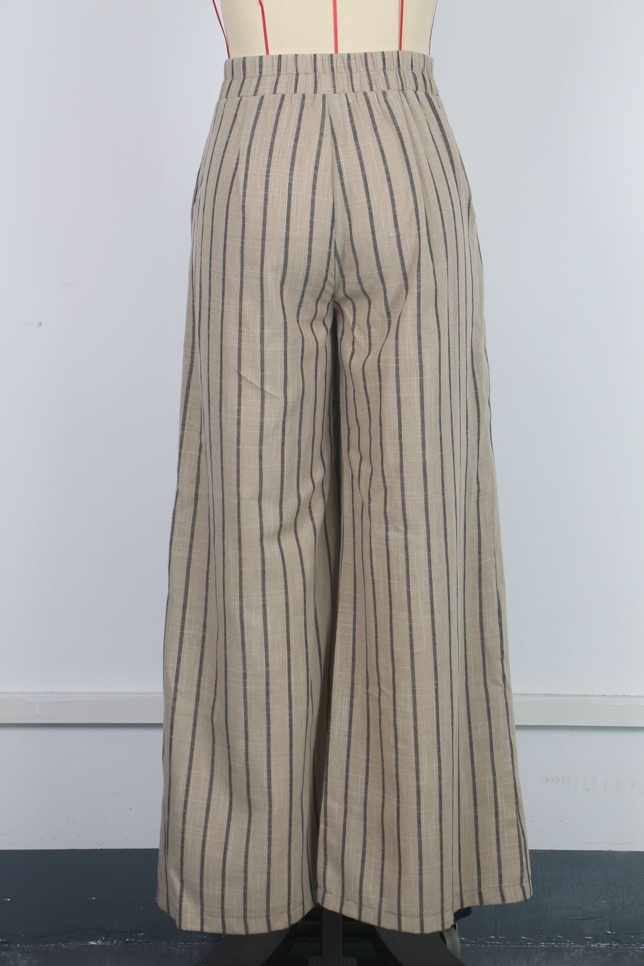 Women's Stripes Loose Casual Trousers Slim Waist Wide-Leg Pants 8