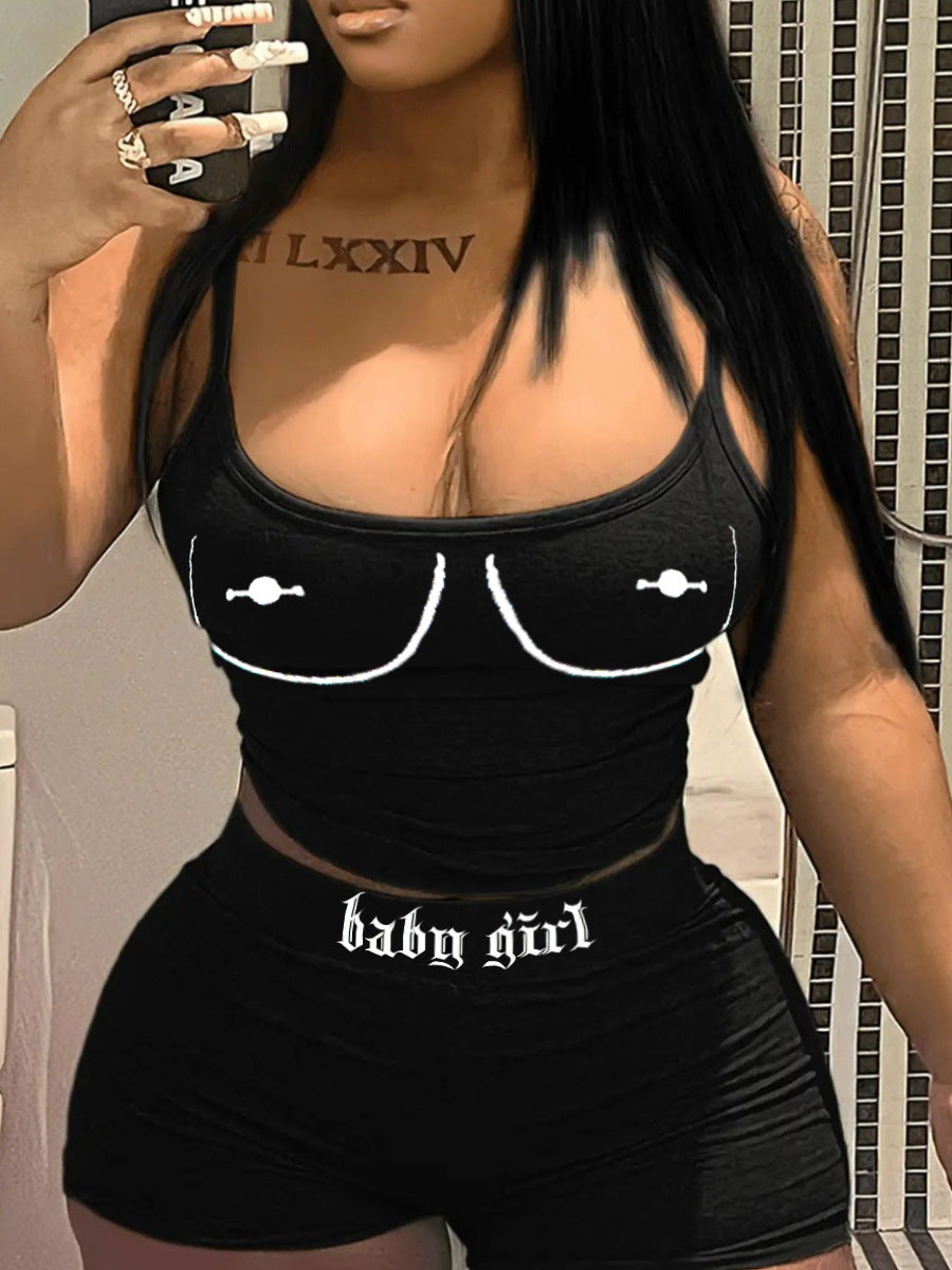 Summer Street Trendy Women's Crop Top Shorts Set