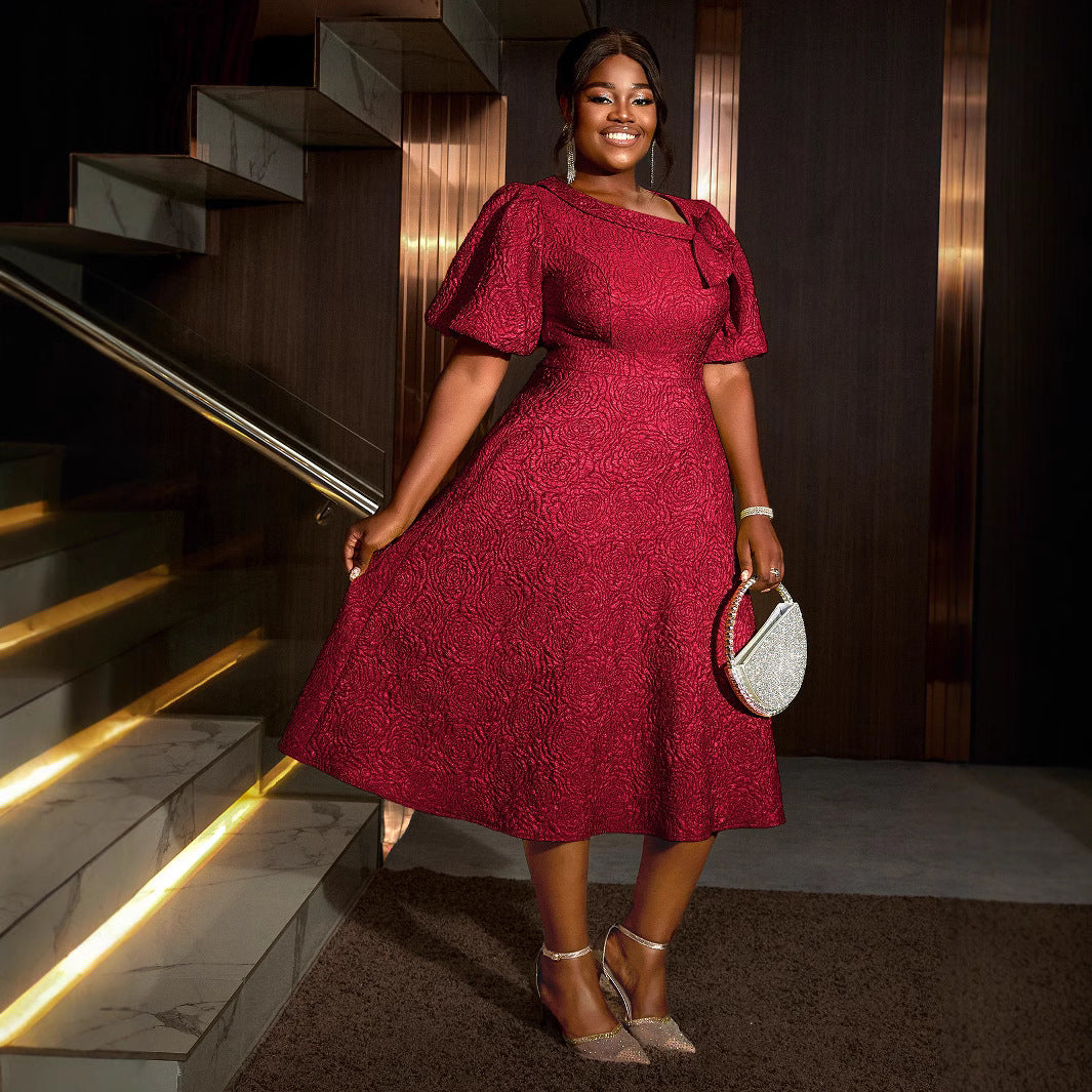 Jacquard Plus Size Fashion Formal Party A-Line Dress 5