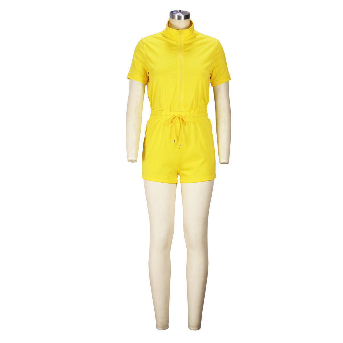 Spring Summer Fashion Sports Two-piece Women's Short Sleeve Zipper Top Shorts Set 39