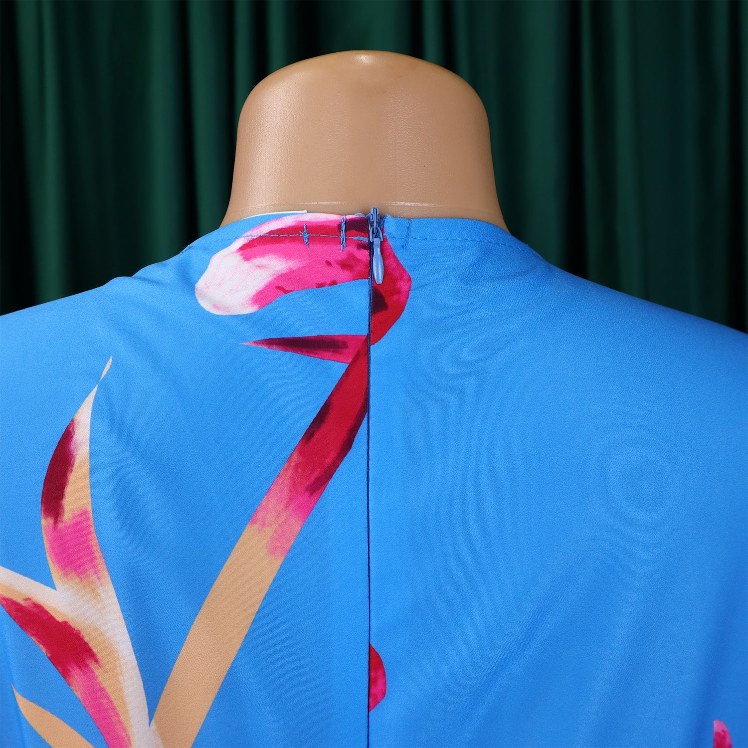 Women's V-Neck Long Sleeve Printed Pleated Chic Long Dress 29