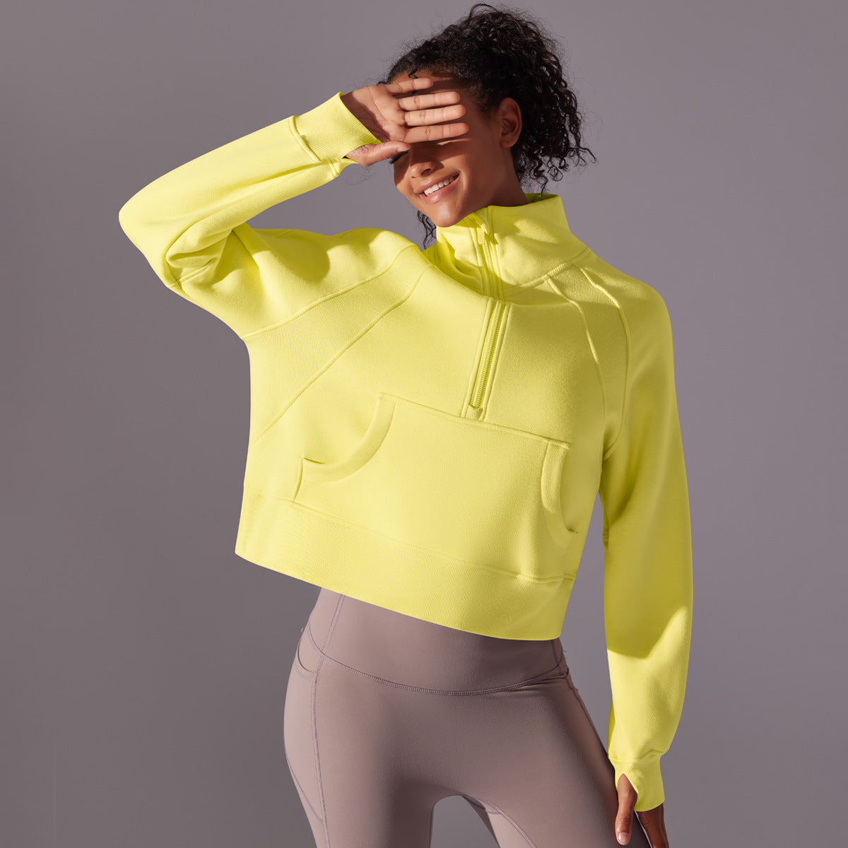 Women Solid Yoga Casual Outdoor Sports Loose Long-sleeved Top 6