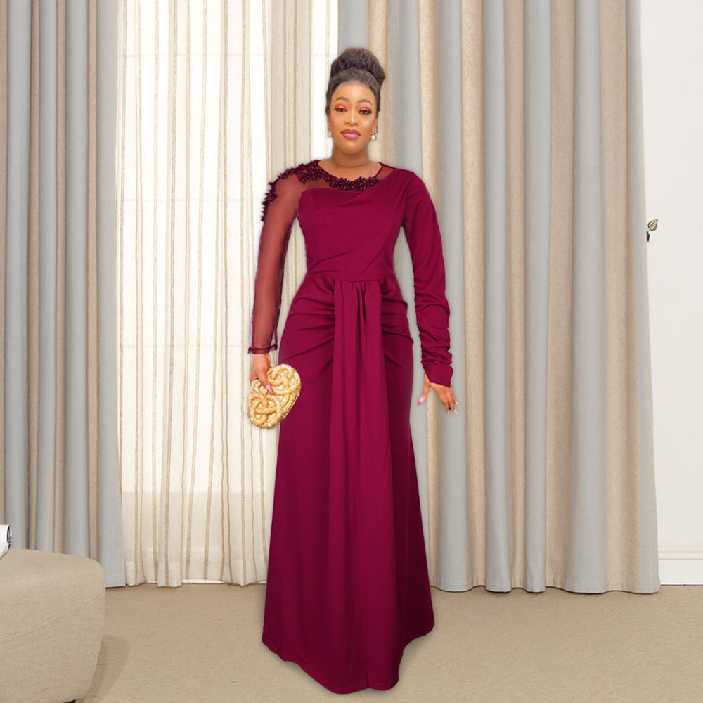 African Women Long Sleeve Formal Party Maxi Dress 3