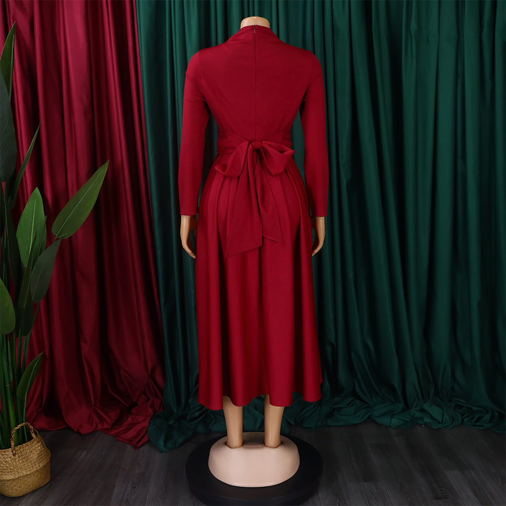 Women's Fashion Chic Pleated African Plus Size Swing Dress 16