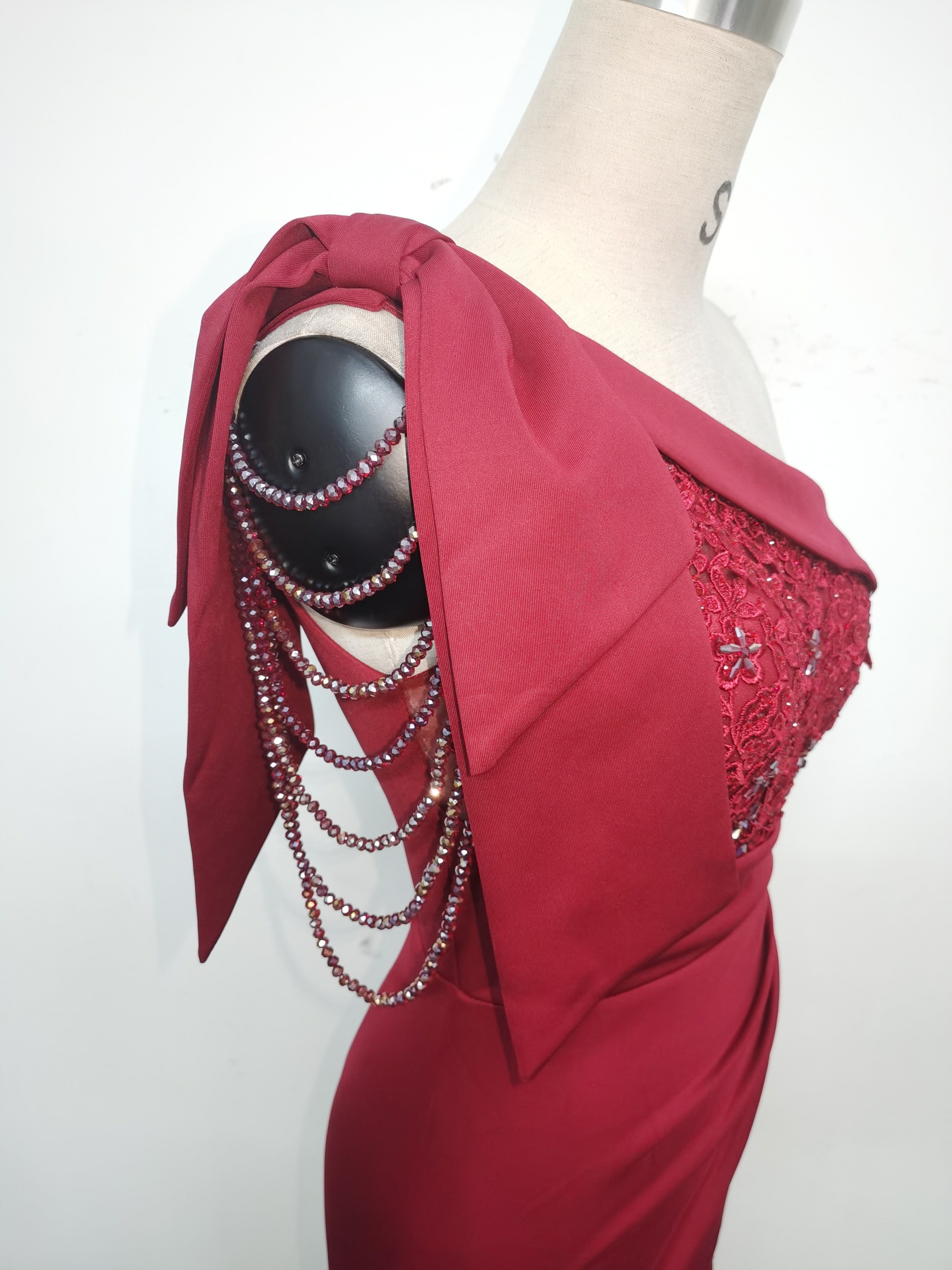 Beaded Lace Luxury Satin Evening Dress 22