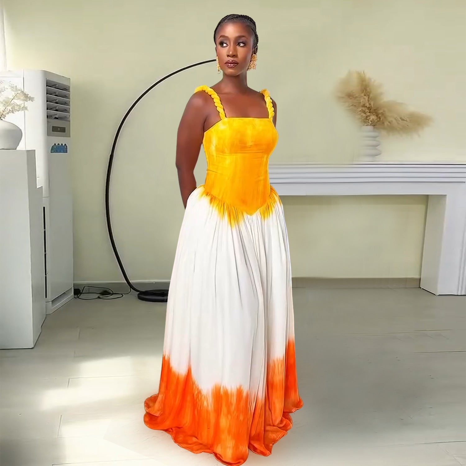 Women Suspender Print Beach Dress 6