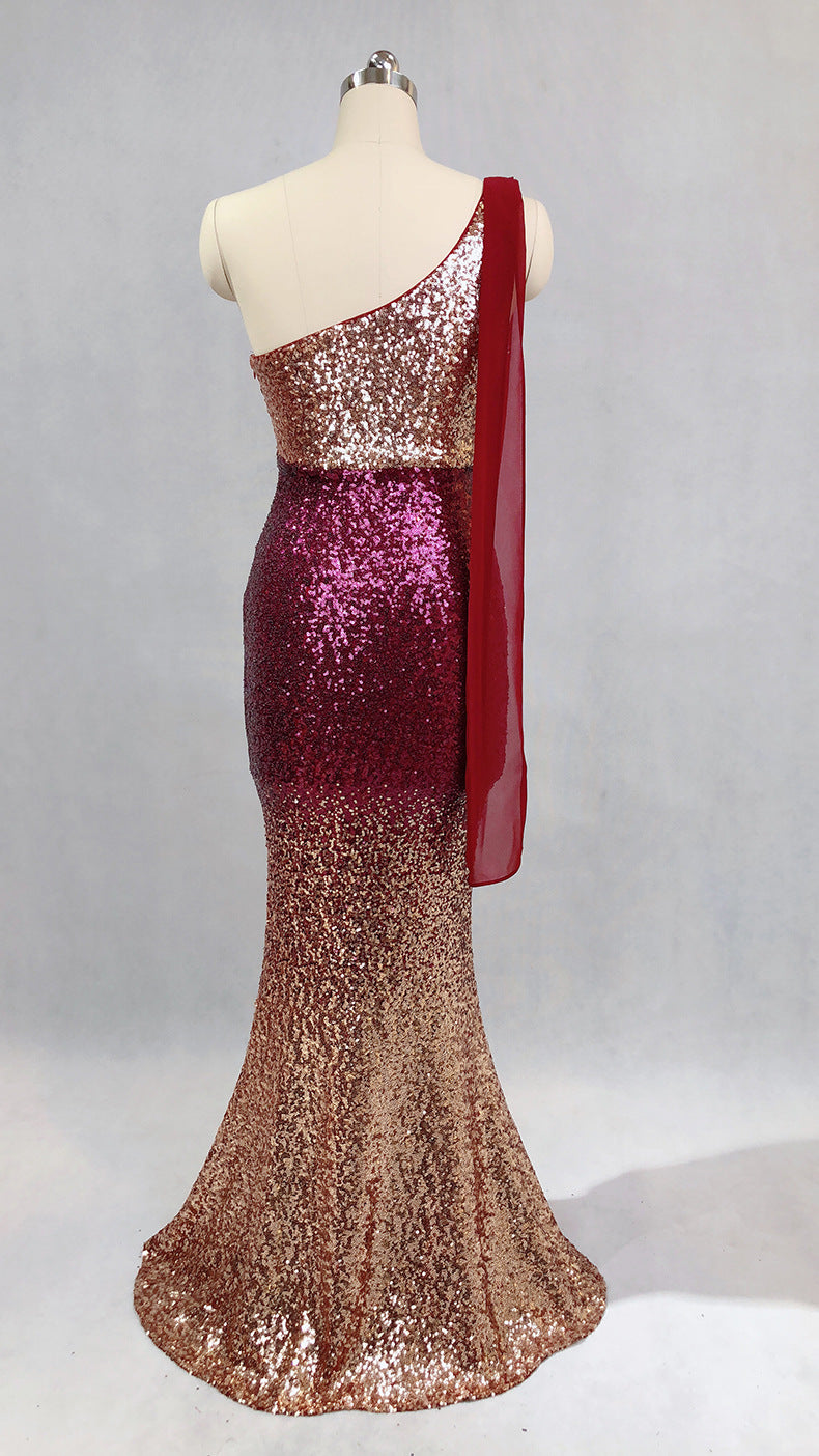 Women Gradient Sequins Formal Party Maxi Mermaid Evening Dress 16