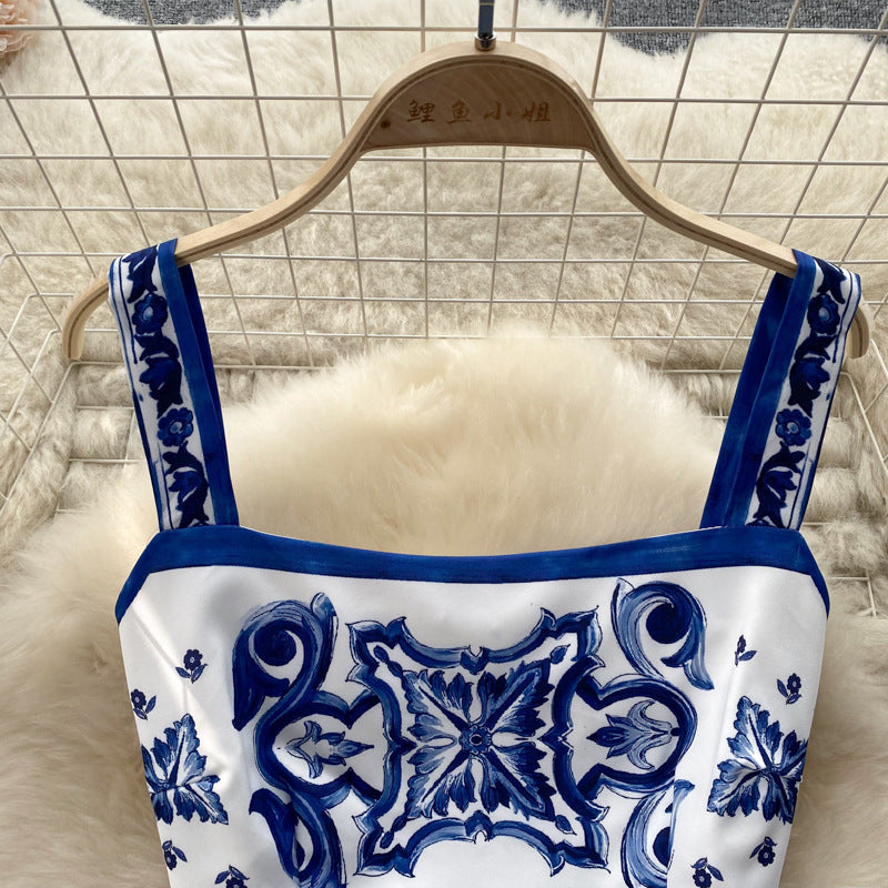 Women Summer Printed Camisole + Skirt Two-piece Set 20