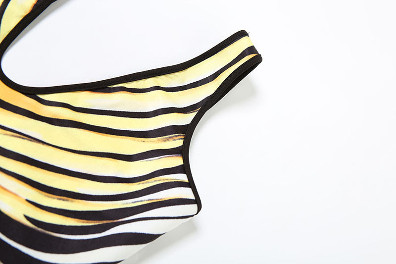 Summer Women's Zebra Print Deep V-Neck Top & Slim Shorts Set 11