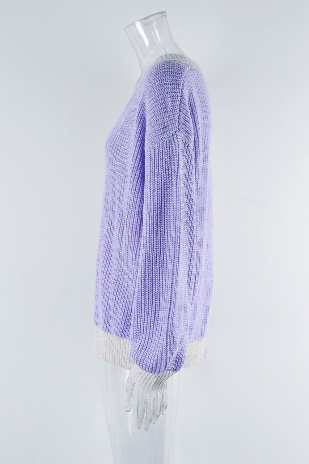 Plus Size Women Loose Patchwork Colorblock Knitting Cardigan Sweater 22