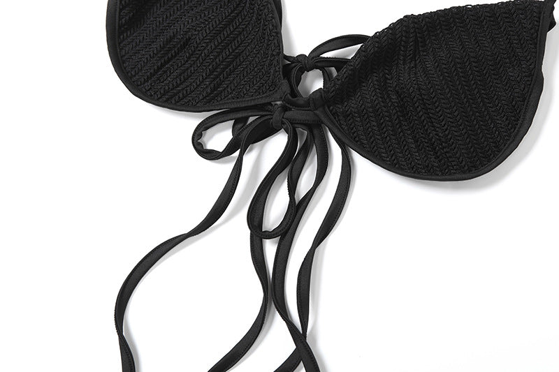 Summer Women's Fashion Trend Long-Sleeved Crop Top Lace Bra Sexy Slim Pants Set 19