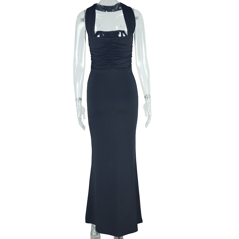 Women Solid Strapless Halter Neck Off-Shoulder Sleeveless Dress 12