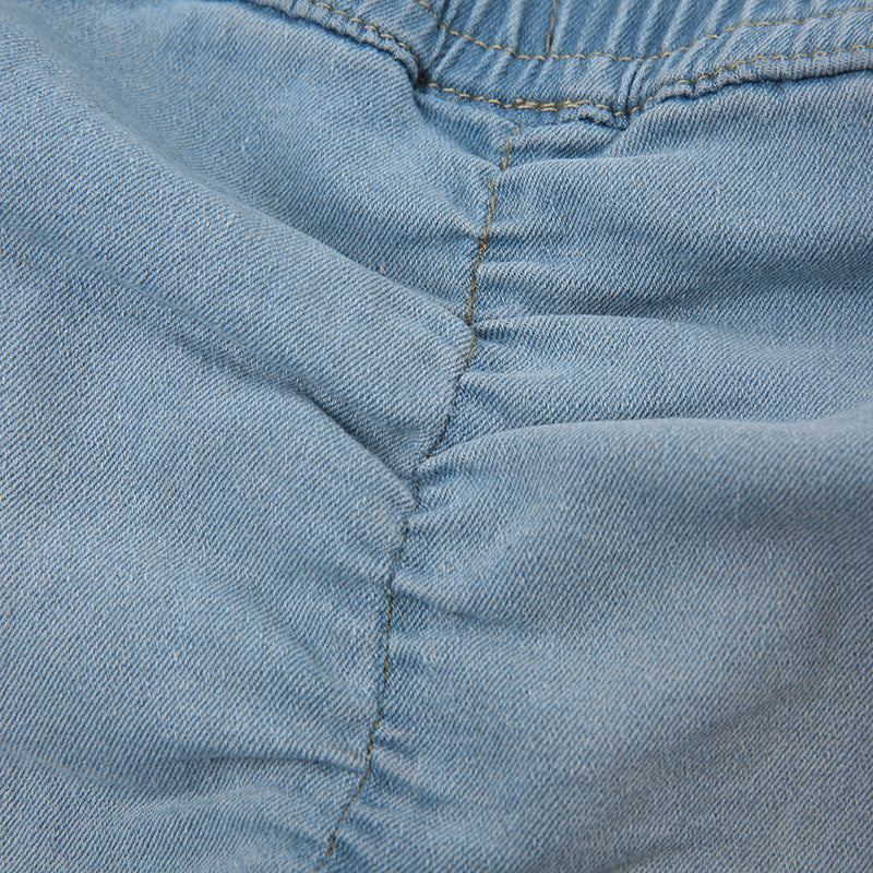 Women Pocket Cross Denim Mini Skirt 18