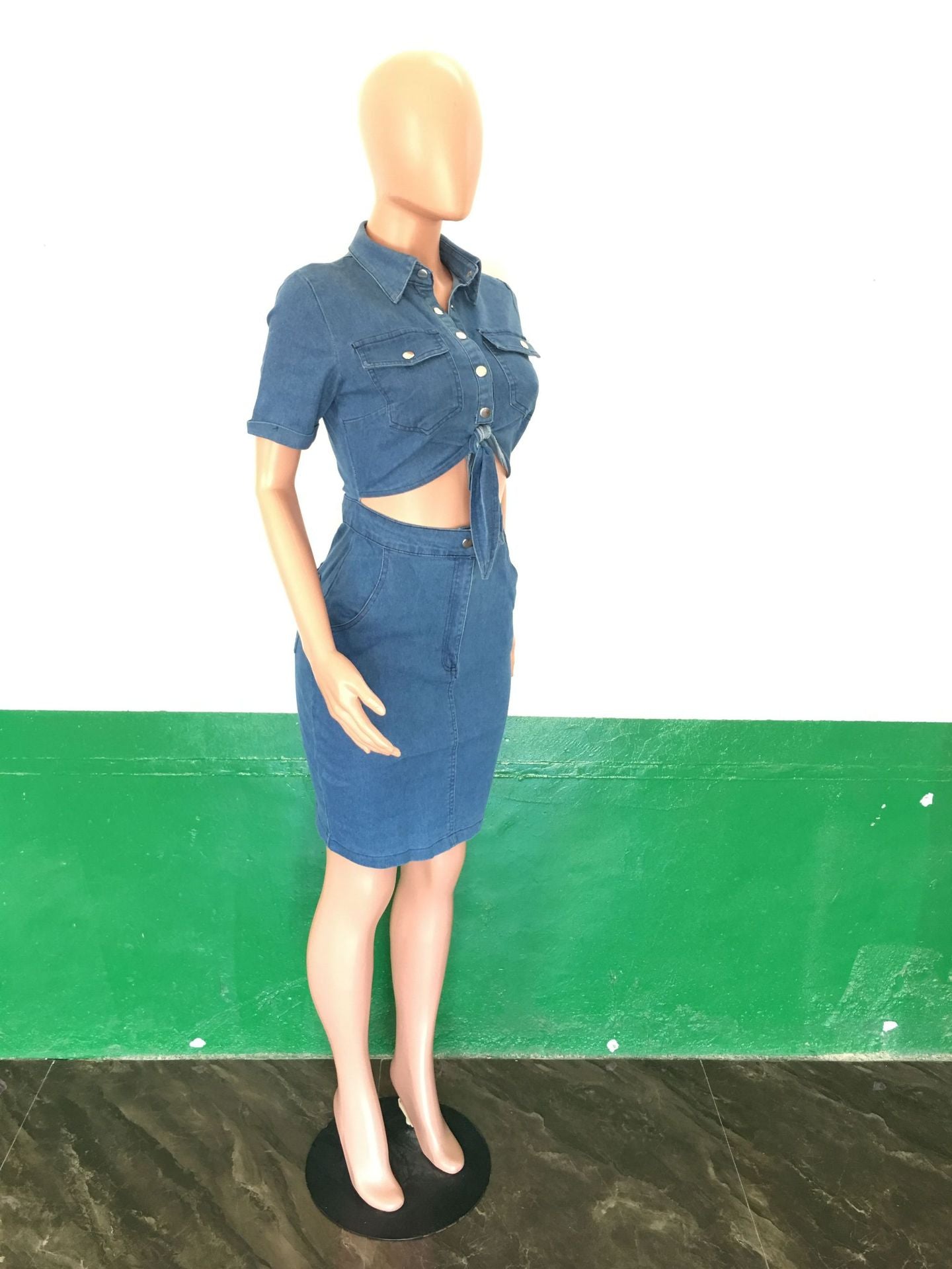 Sexy Fit Denim Dress Bodycon Club Dress Set 12