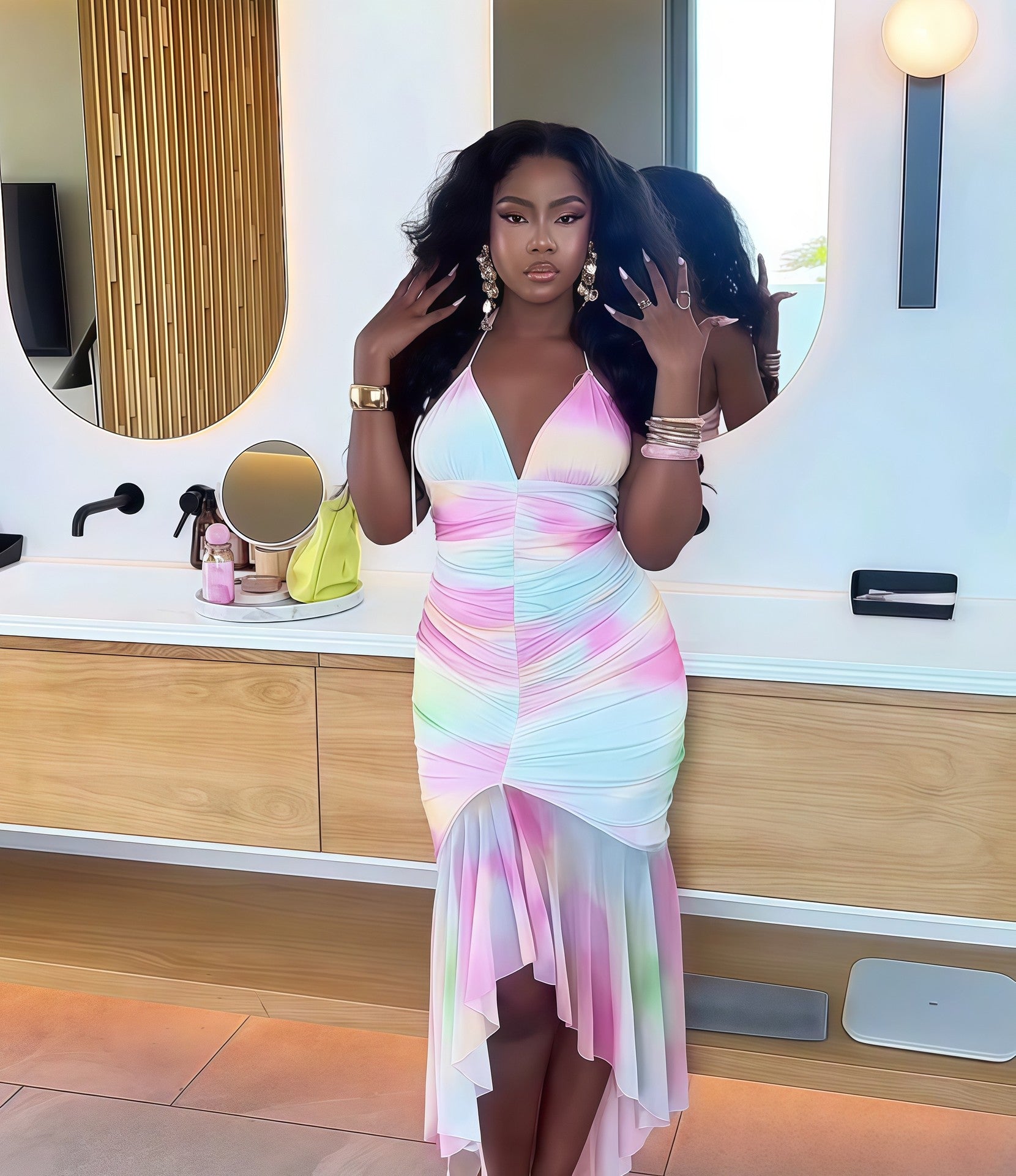 Early Autumn Strap Low Back Pleated Asymmetrical Dress 5