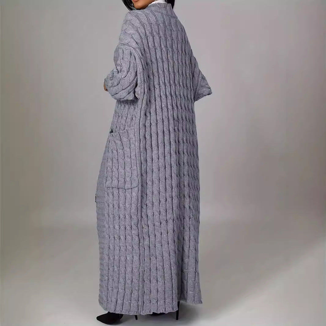 Women's Autumn Winter Fashion Casual Cardigan Long Sleeve Coat Pocket Solid Color Sweater 3