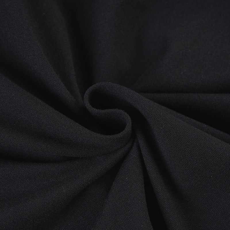 Black & White Contrast Fake Two-Piece Slim Waist Button-Down Long-Sleeve T-Shirt 27