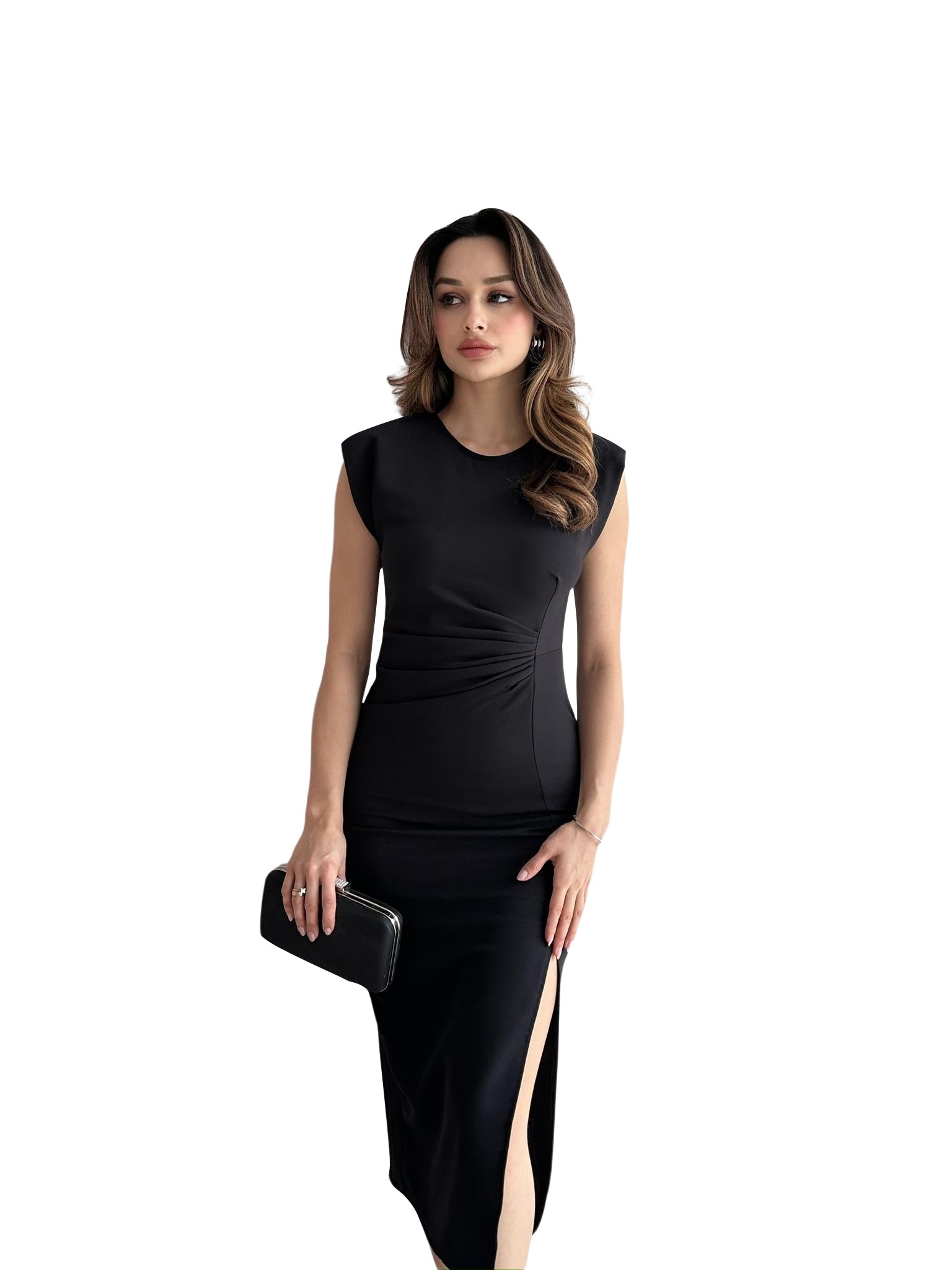 Solid Color Sleeveless Elegant Midi Dress 7