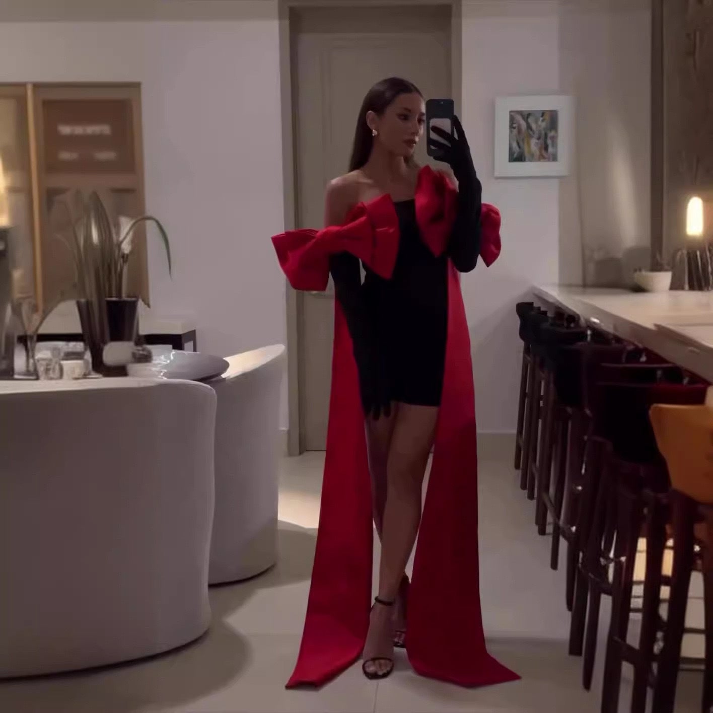 Women sexy off-shoulder bow party dress 3