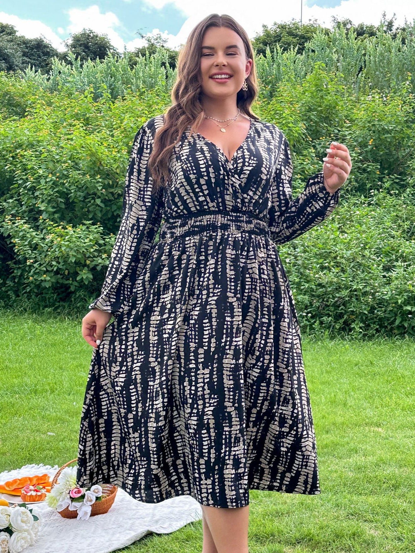 Plus Size Women Tie-Dye Print Dress 4