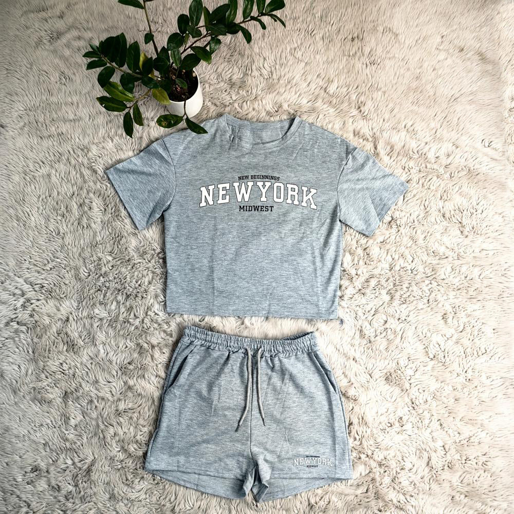 Women's Summer Fashion Casual Loose Women's Short Sleeve T-Shirt Shorts Set 7