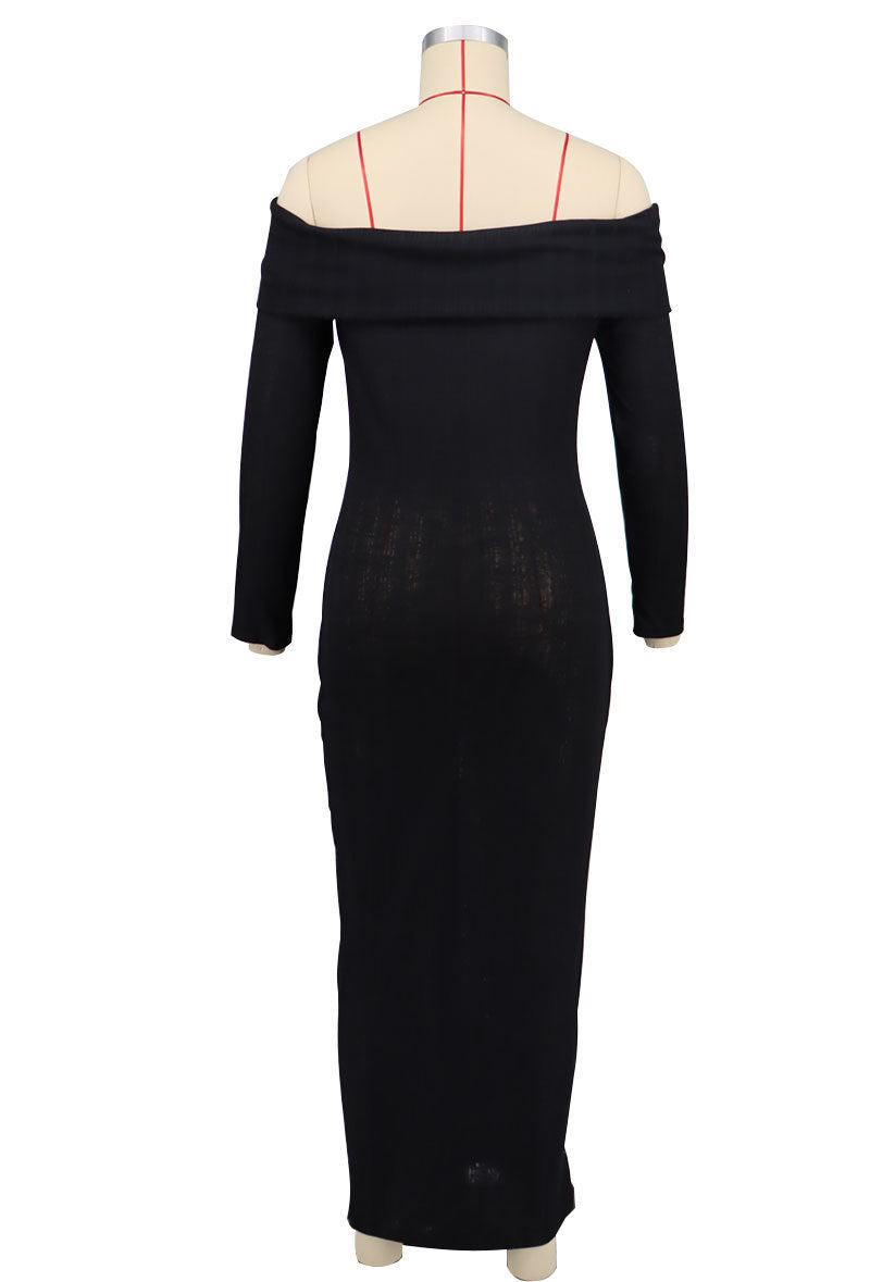 Women Solid Off Shoulder Maxi Dress 12