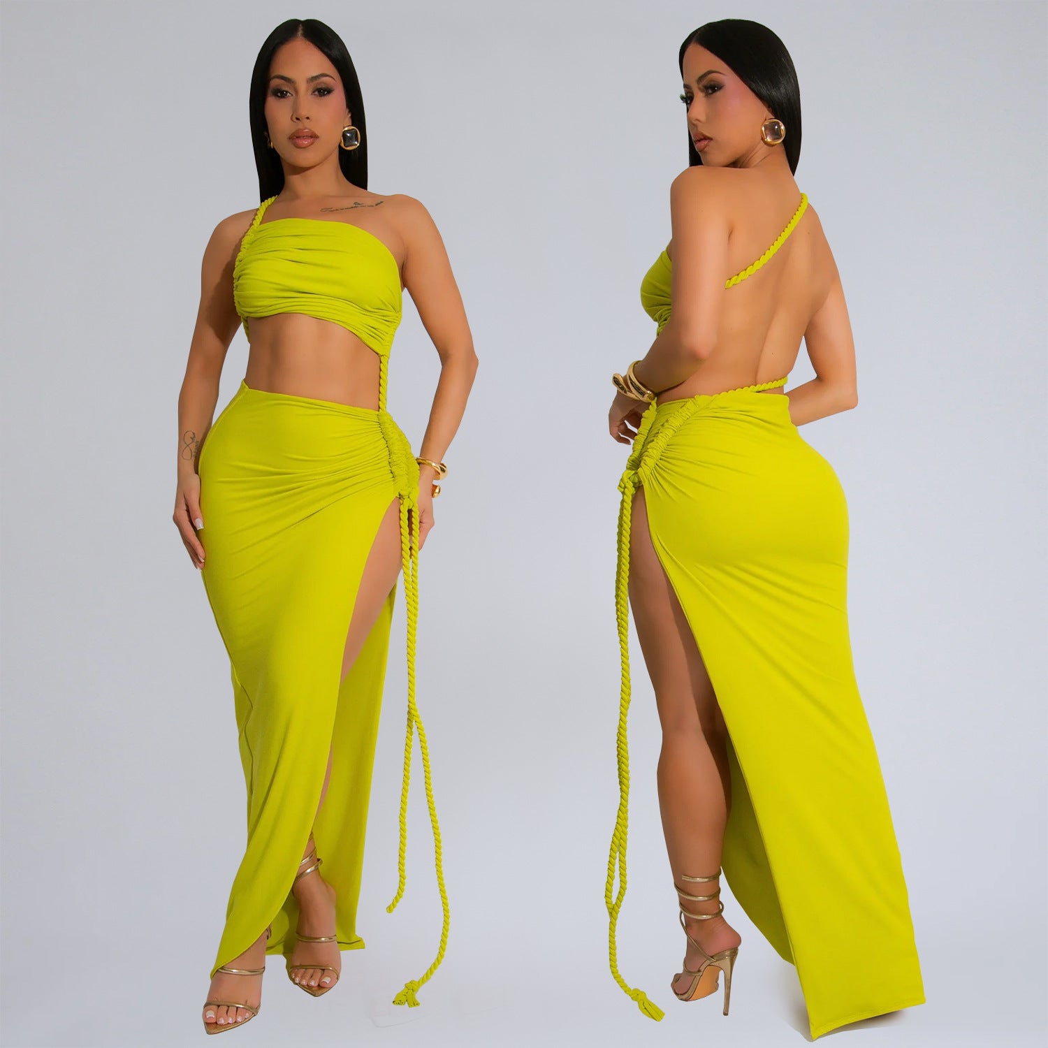 Women Summer Bodycon Slit Side Sexy Maxi Dress 5