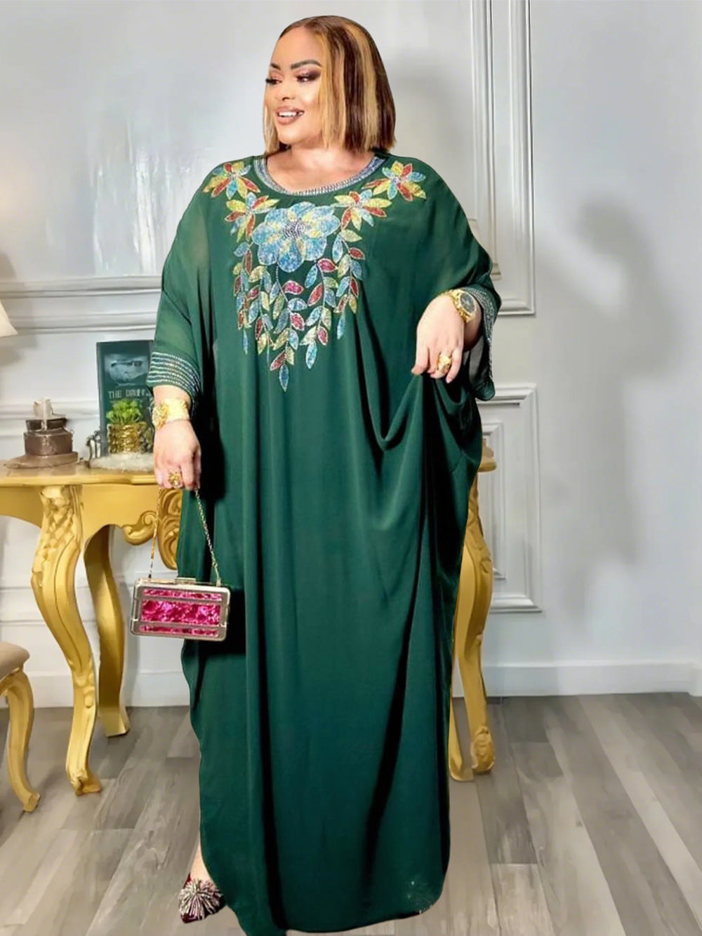 Muslim Robe Plus Size Women's African Two-Piece Dress Set 6