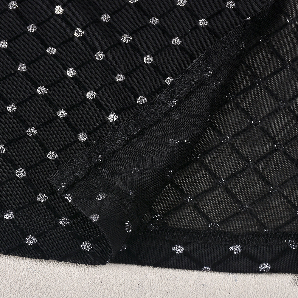 Women Autumn Mesh Backless Sleeveless See-Through Dress 14