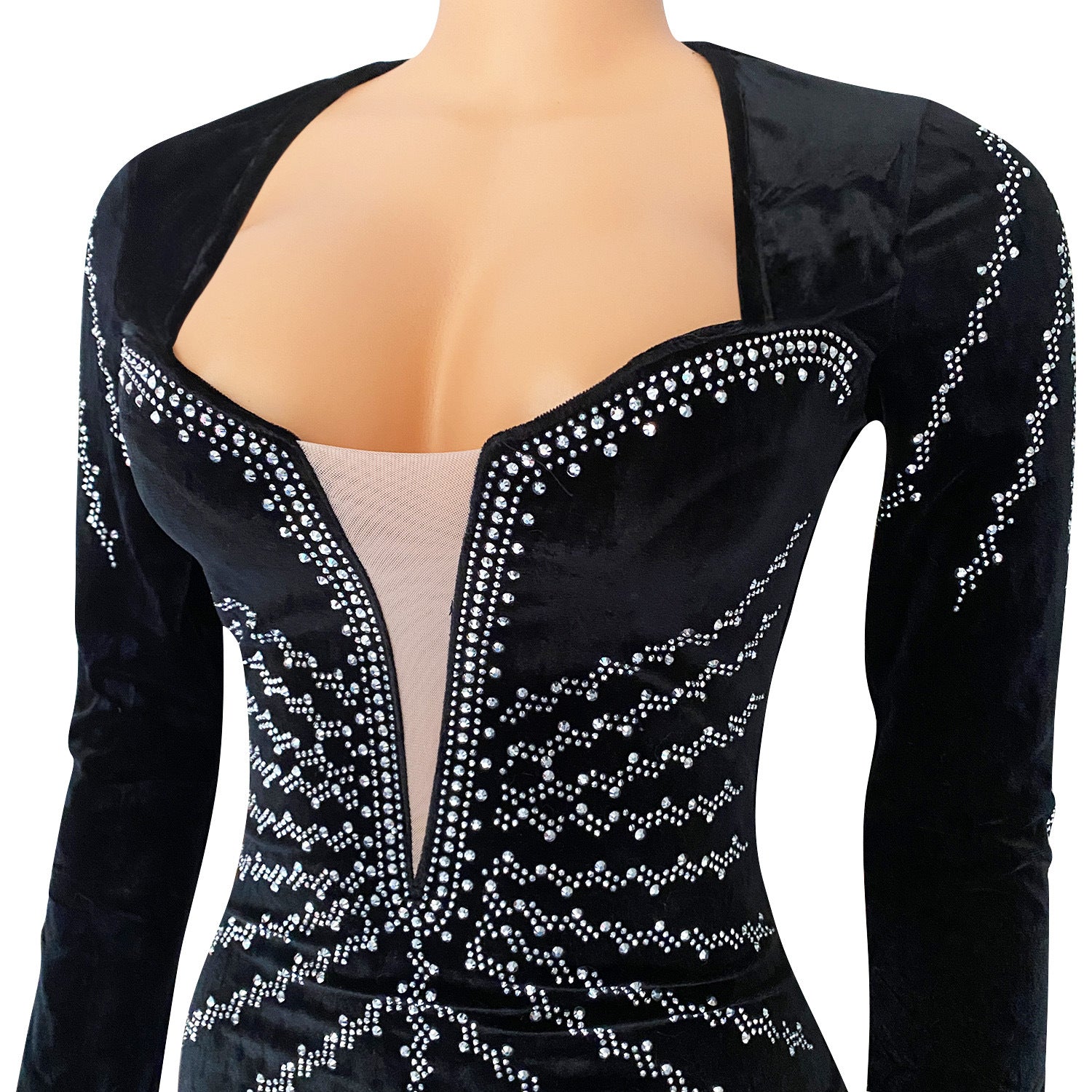 Women Sexy Party Long Sleeve Beaded Fishtail Dress 18