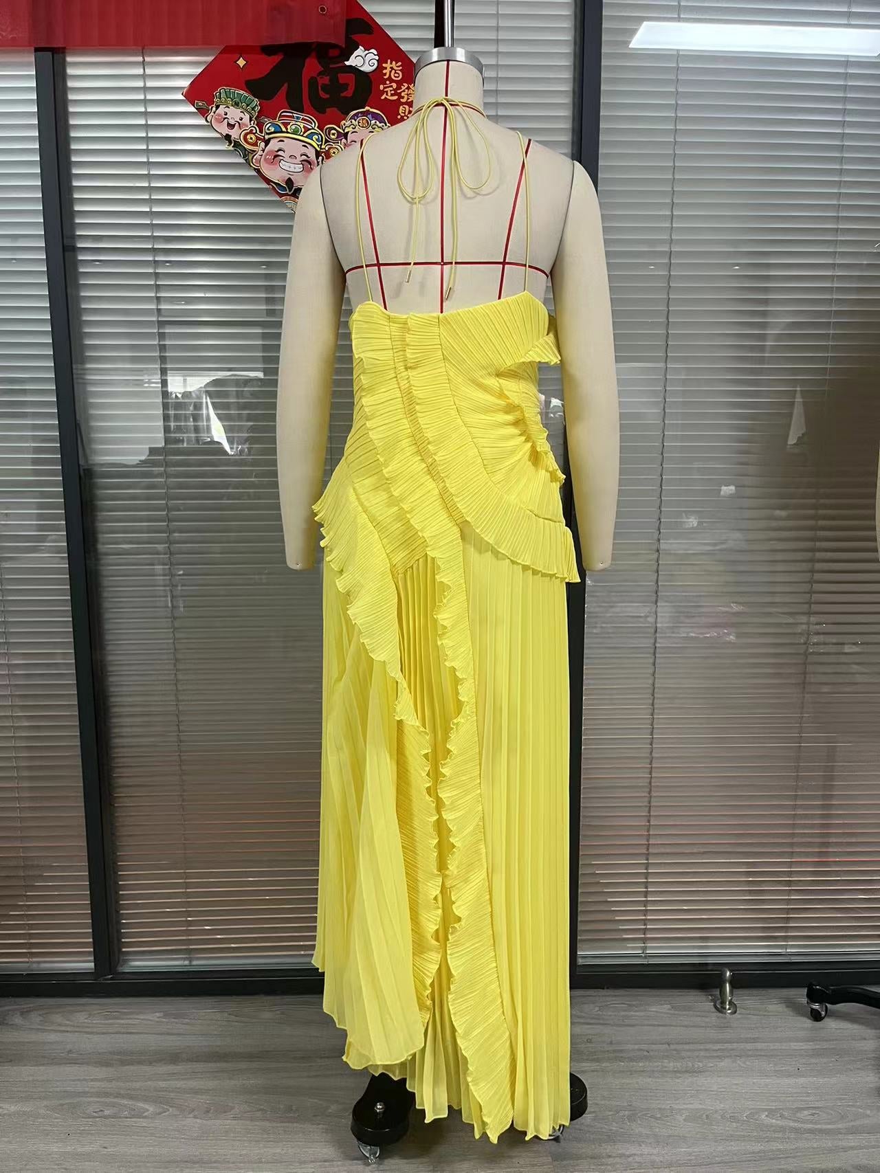 Women's Ruffled Pleated Luxury Chiffon Dress 22