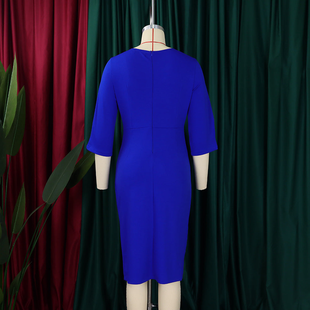 Women's Fashion Chic Pleated Bodycon Plus Size Dress Pencil Dress 11