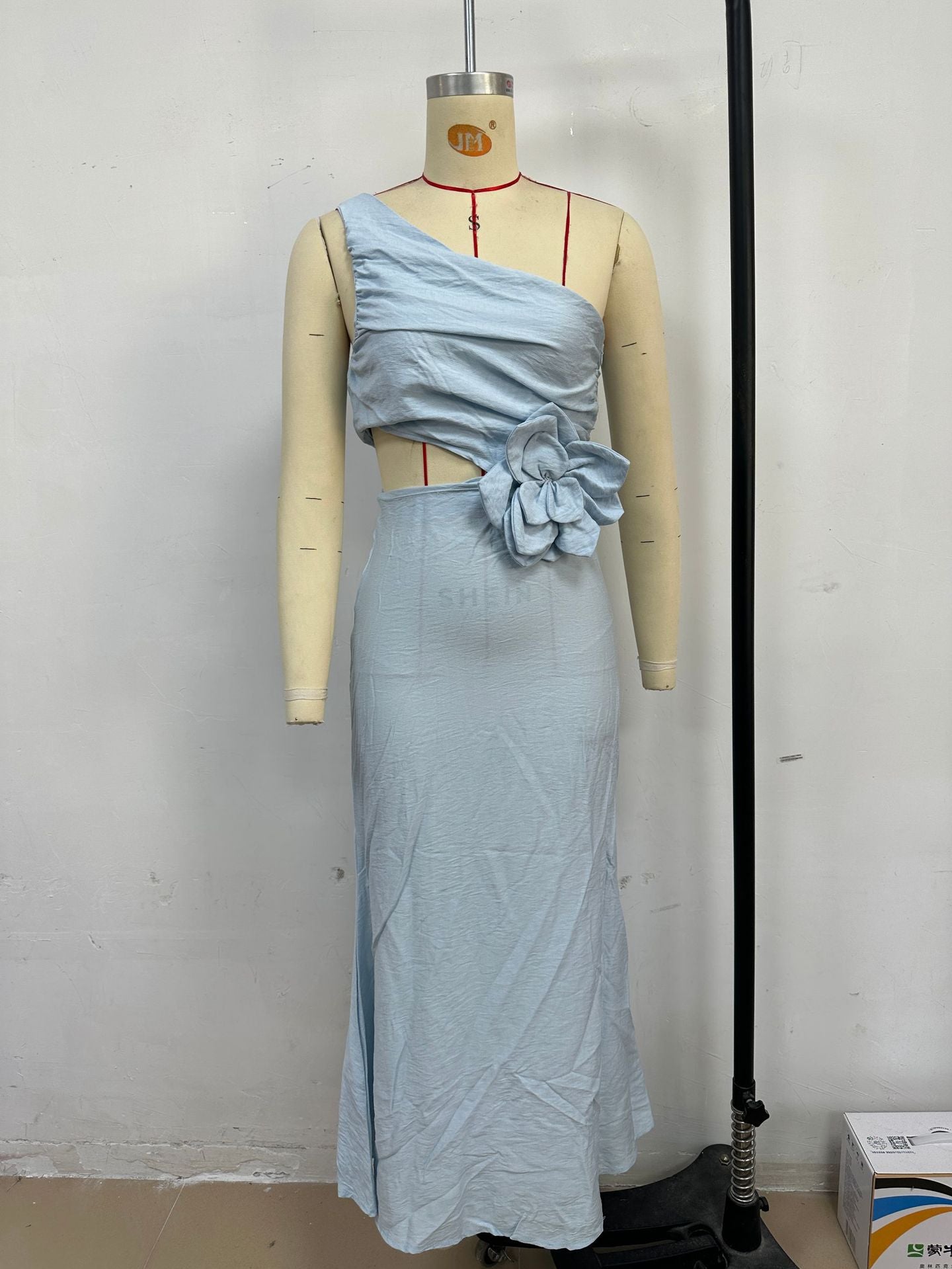 Summer Fashion Women's Sexy Slash shoulder Solid Color Slim Dress 11