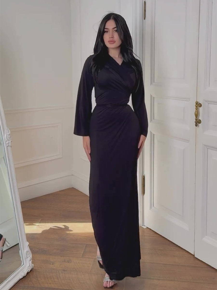 Women's Fashion Hooded Slim Lace-Up Long Sleeve Long Dress 7