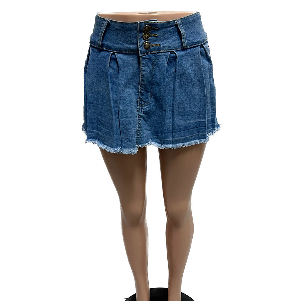 Women's Vintage Wash Stretch Denim Shorts 37