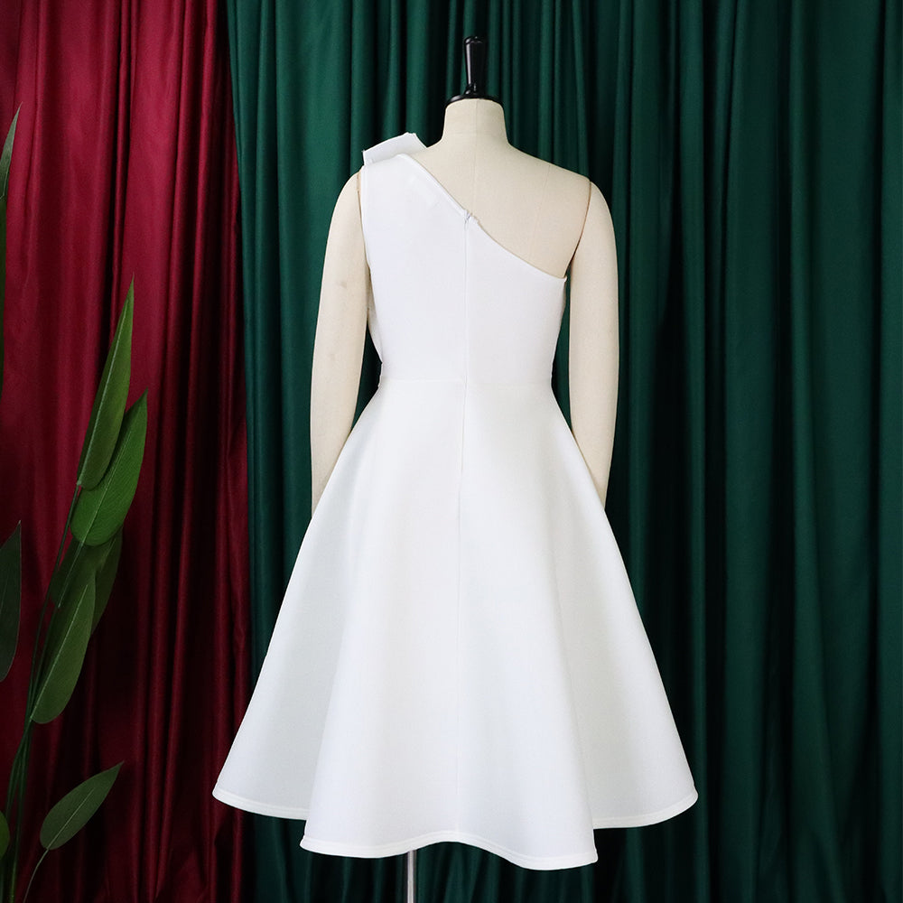 Plus Size Women's Sexy One Shoulder Ruched High Waist Ruffle Formal Party Gown Evening Dress 27